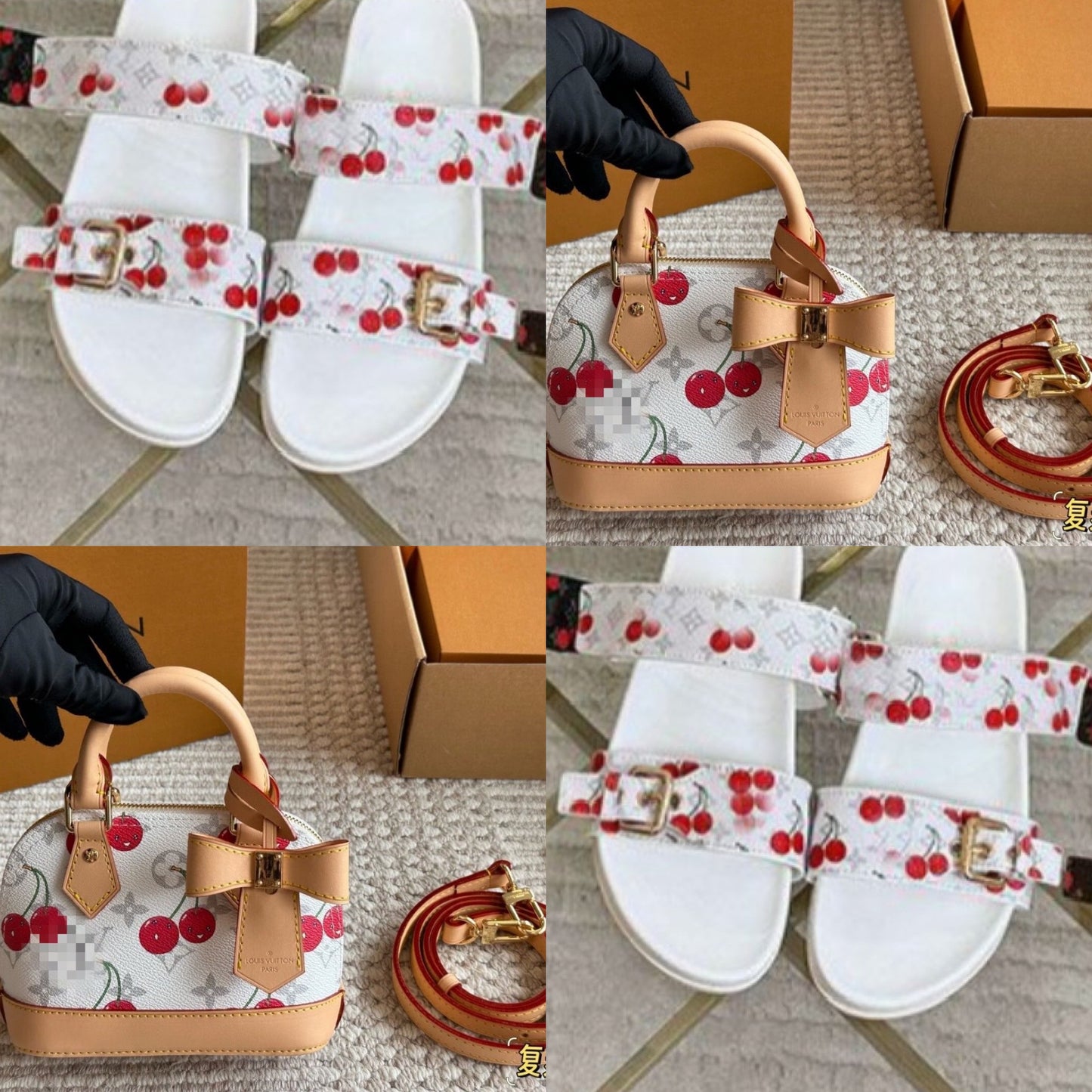 White Cherry Slider&Bag Set