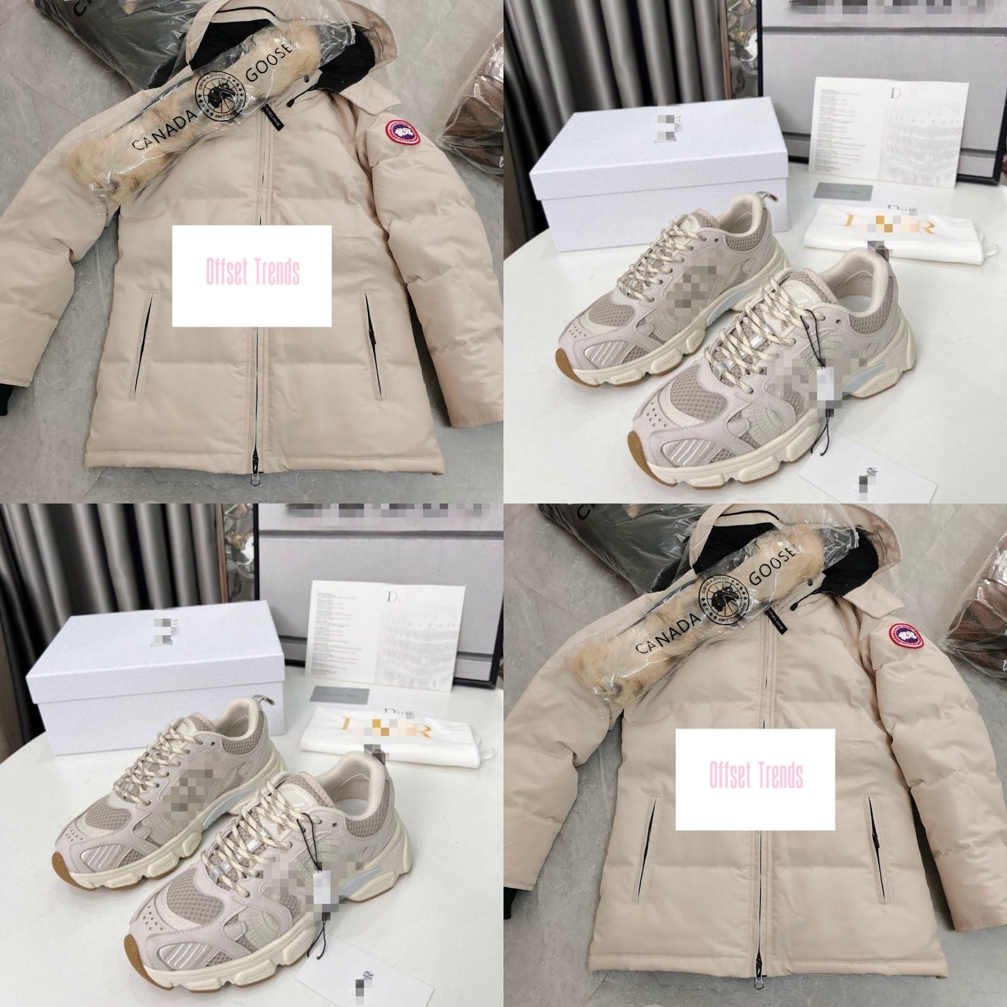 Beige Trainer&Coat Set