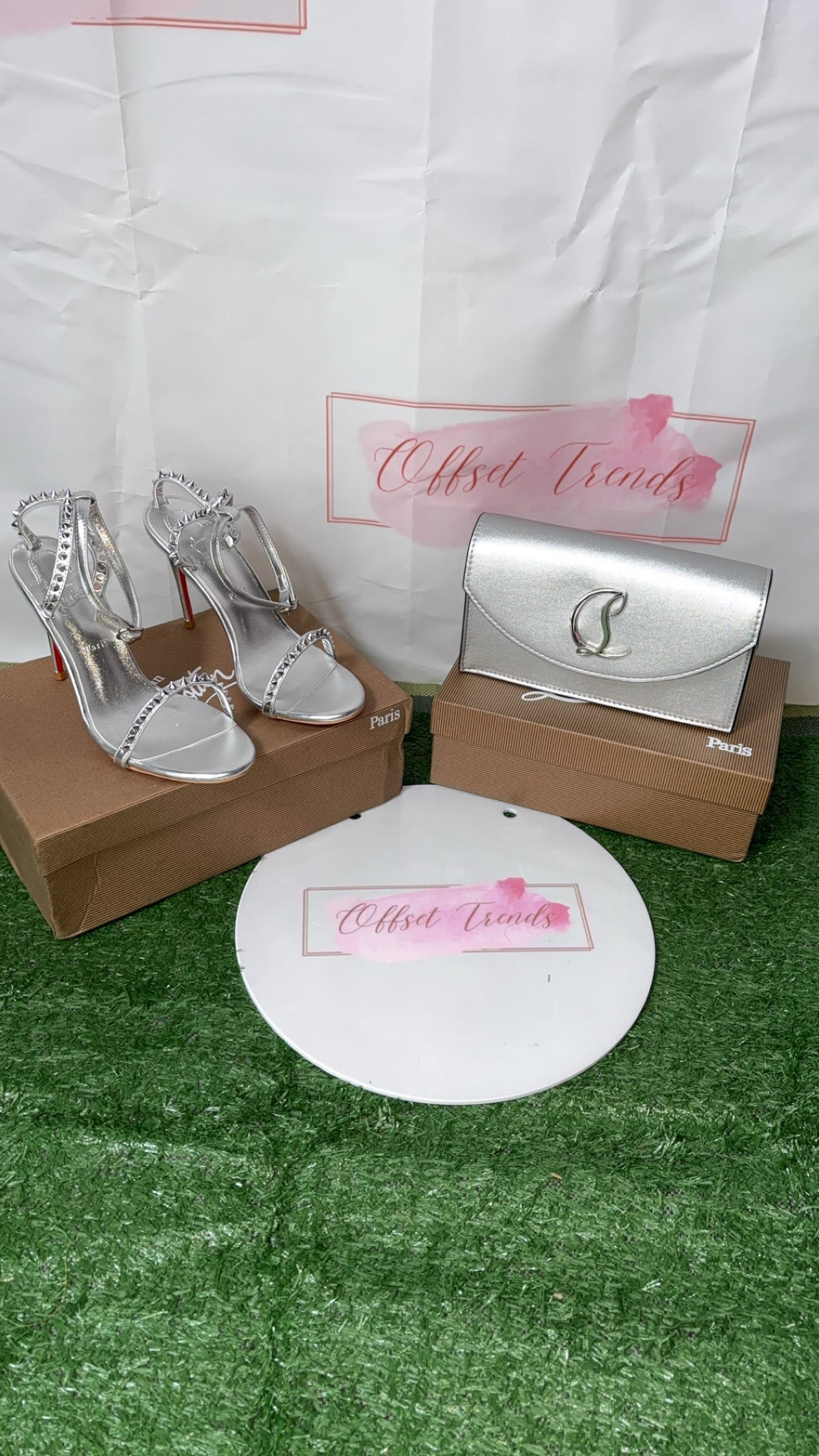 Silver Heel&Bag Set
