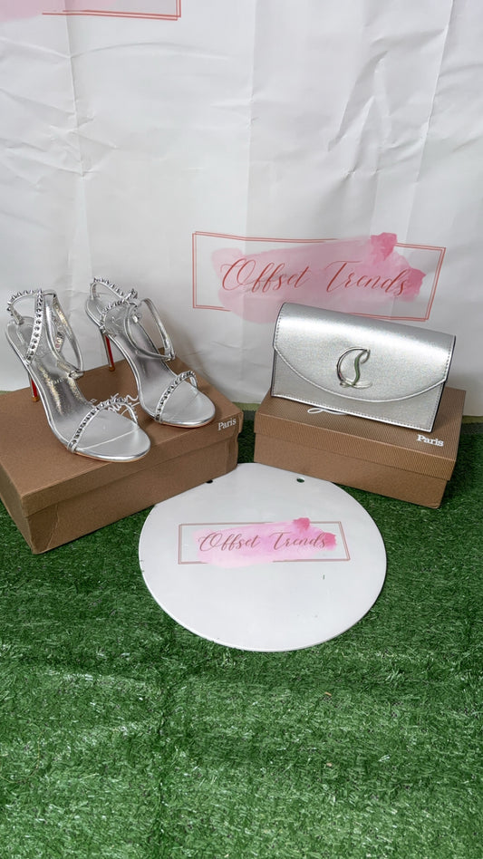 Silver Heel&Bag Set