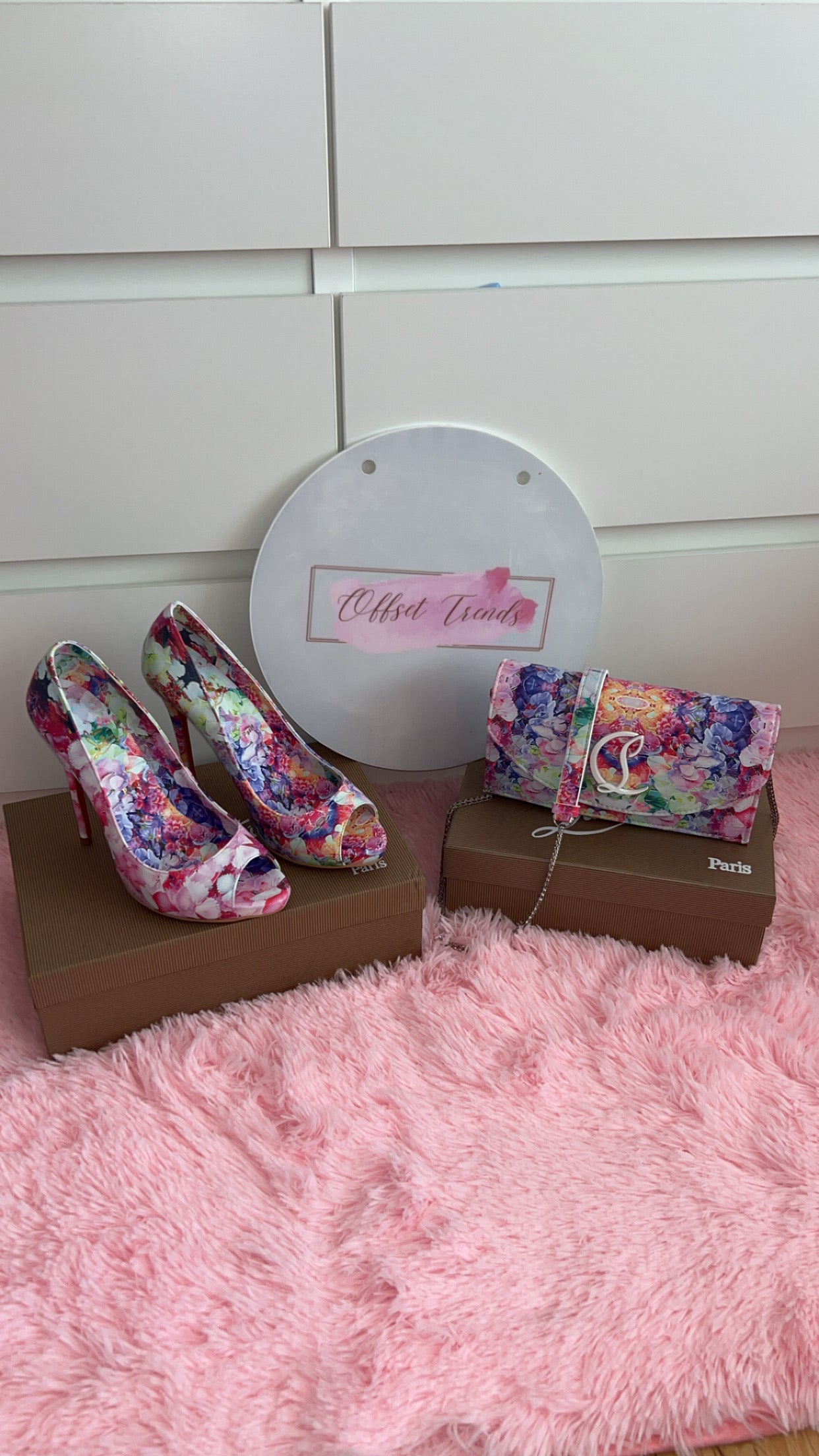 Floral Heel&Bag Set