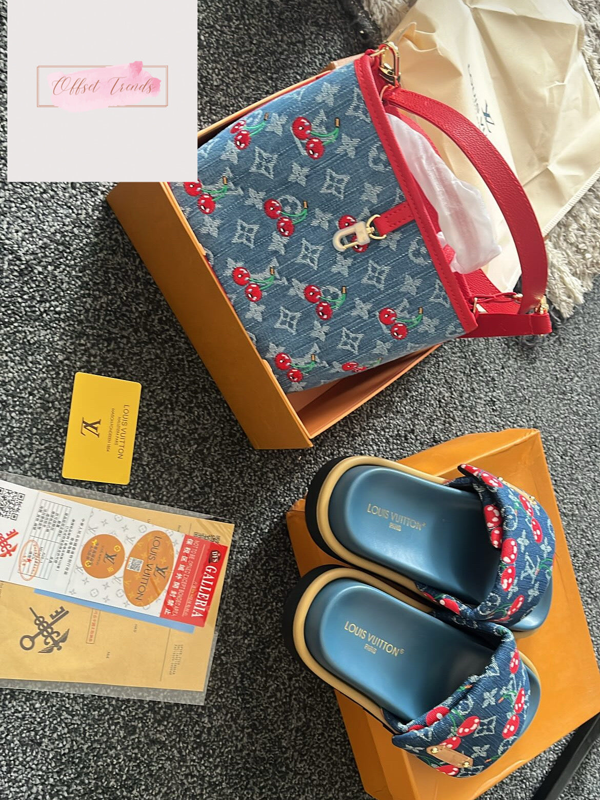 Denim Cherry Bag&Shoe Set