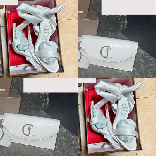 White Ribbon Heel&Bag Set