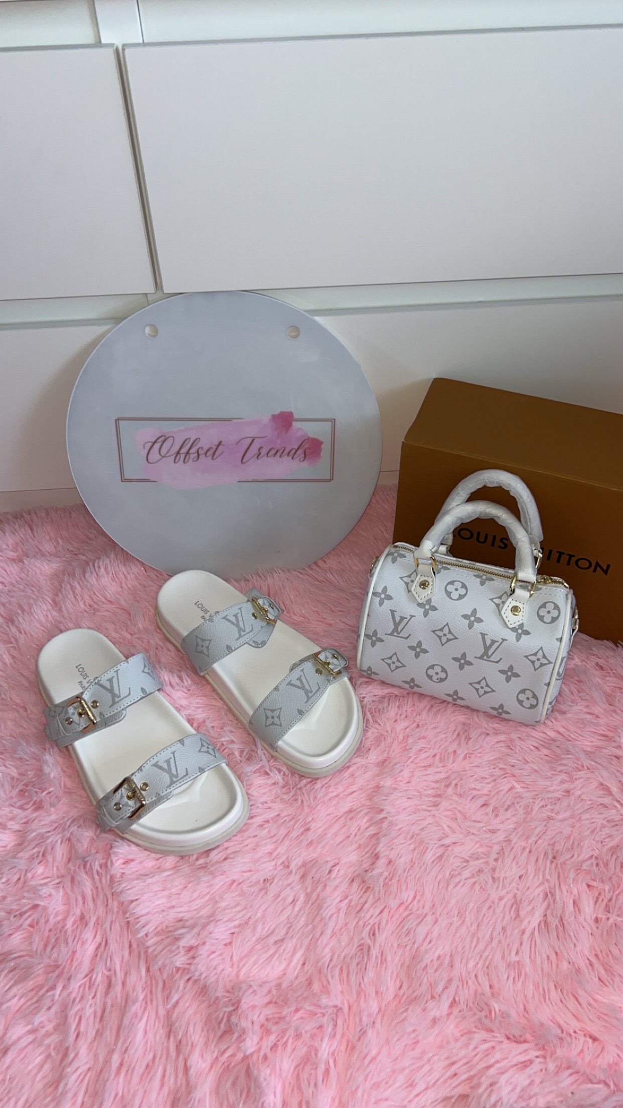 White Sandals&Bag Set