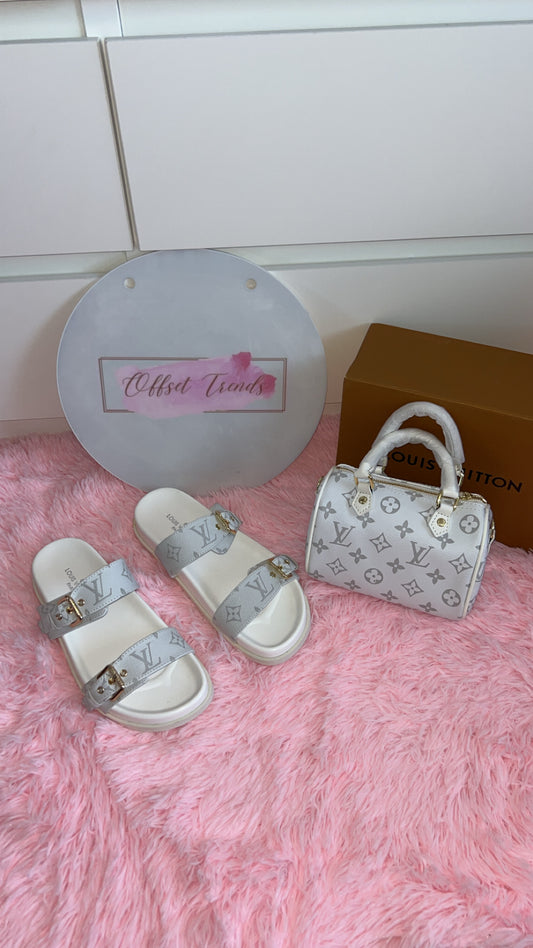 White Sandals&Bag Set