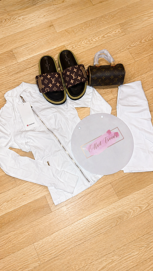 Lulu Short Set&Sliders&Bag Set