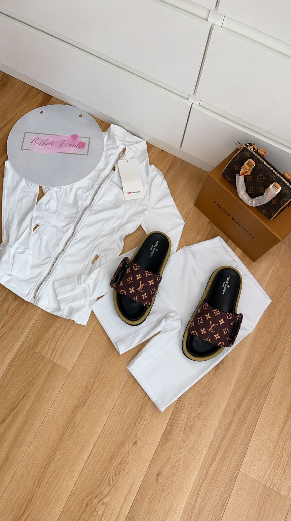 Lulu Short Set&Sliders&Bag Set