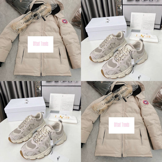 Beige Trainer&Coat Set